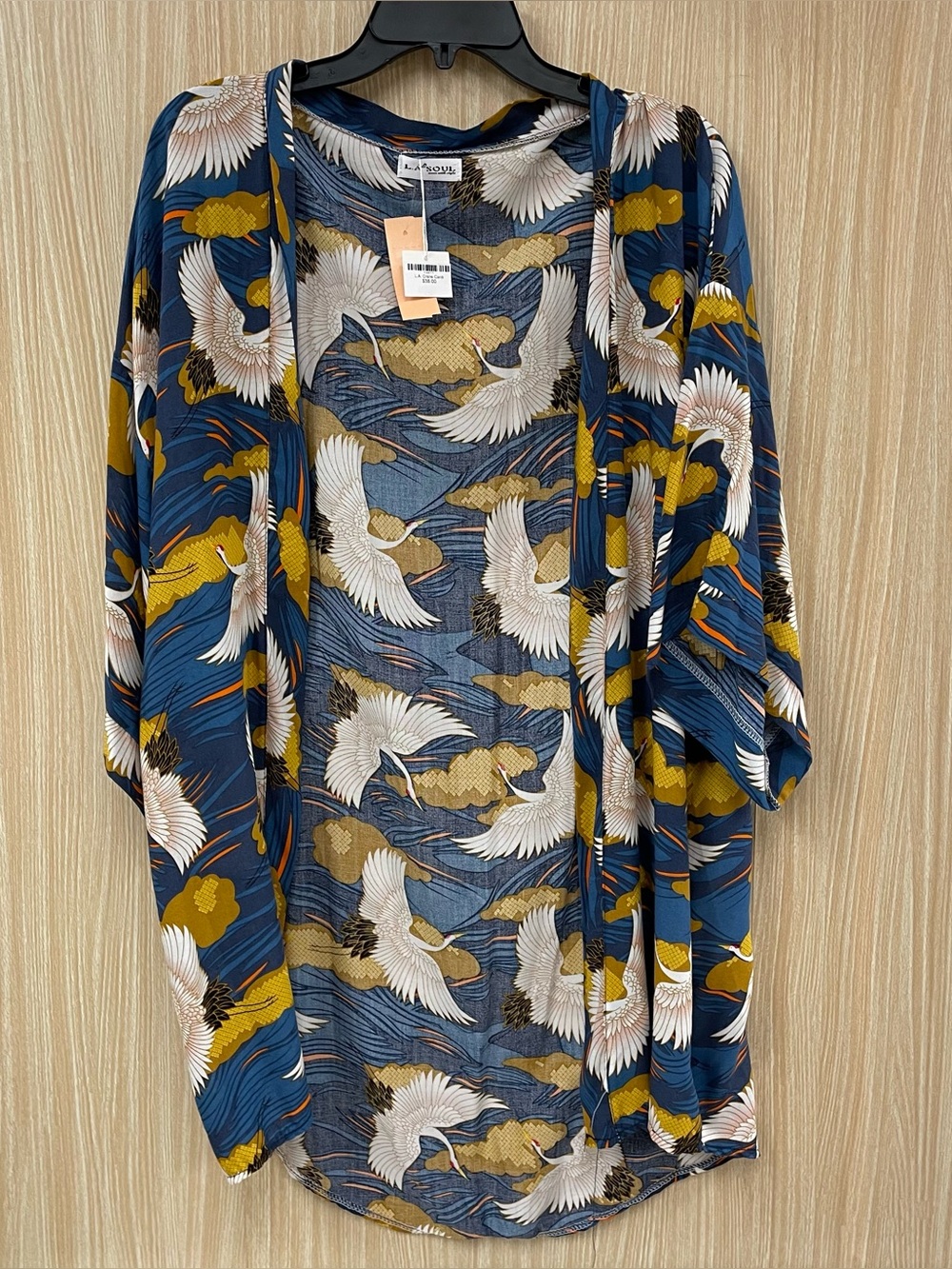 NWT LA Soul Blue Birds Open Cardigan Size L